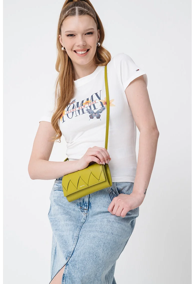 Tricou slim fit din bumbac, Alb fildes