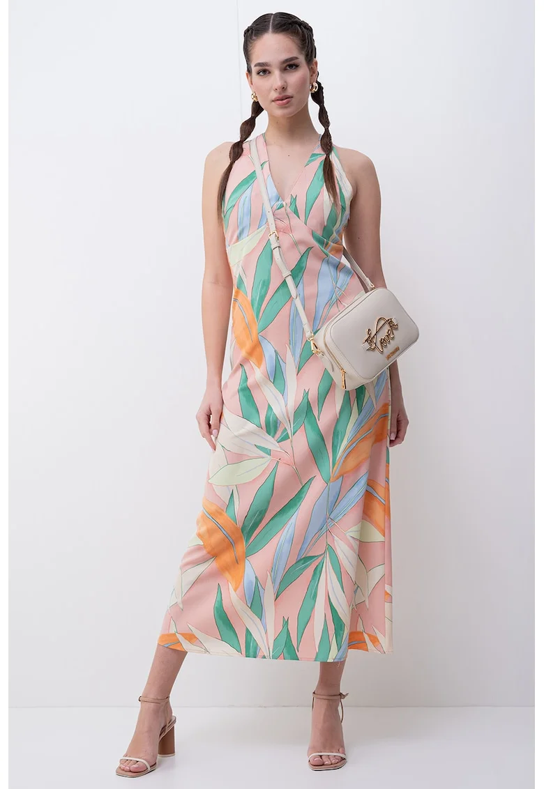 Rochie cu decolteu in V si model, Multicolor