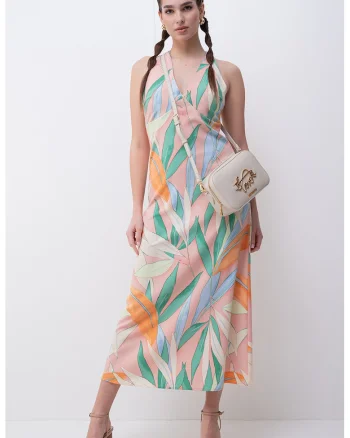Rochie cu decolteu in V si model, Multicolor