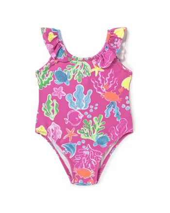 Costum de baie fete  1742 48, Poliester, 4 ani, Roz