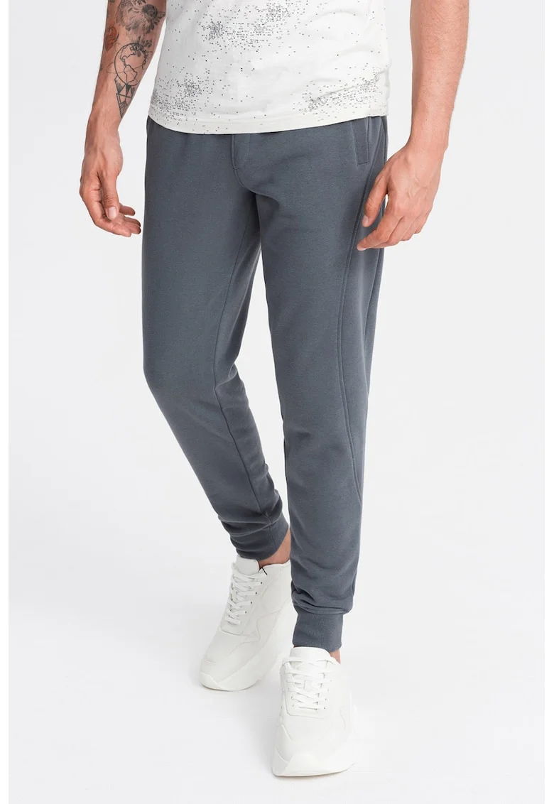 Pantaloni de trening din bumbac cu buzunare laterale, Gri carbune