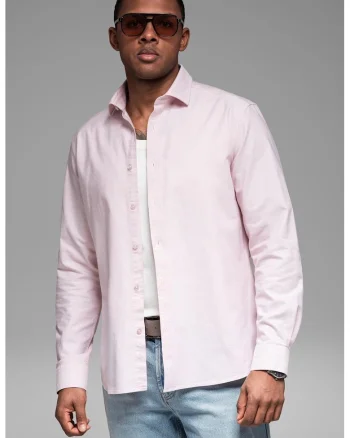 Camasa din bumbac cu model uni, Roz pastel