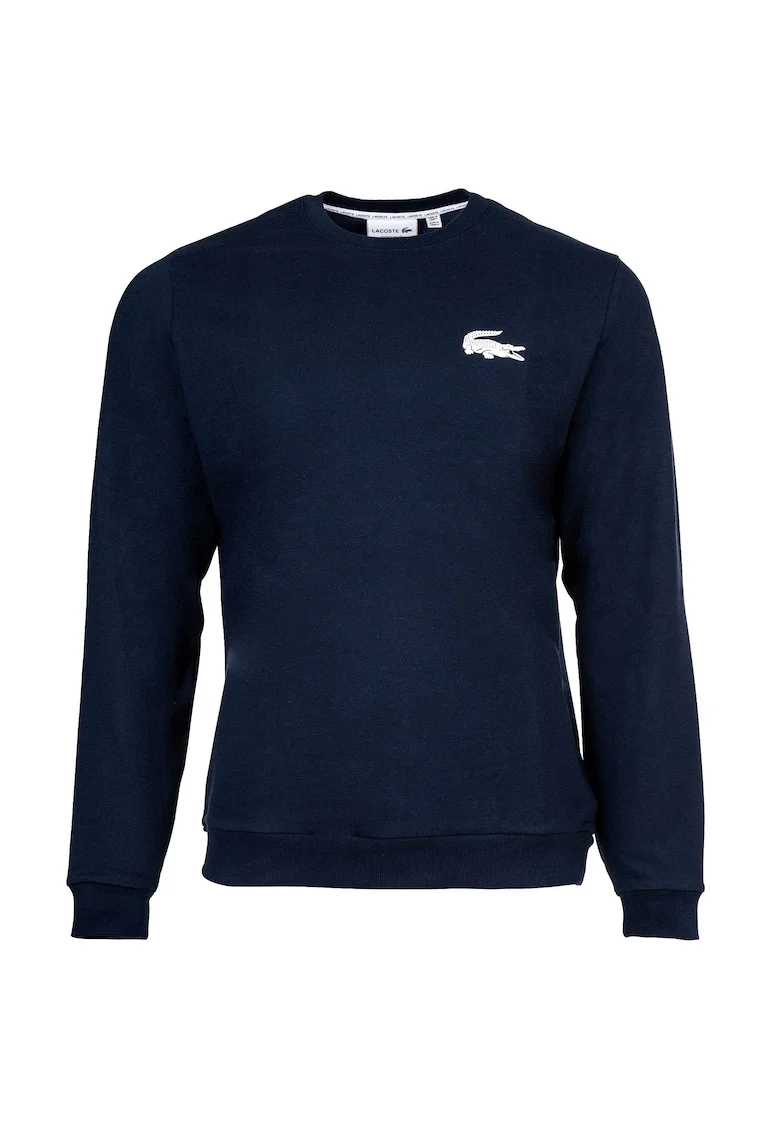 Bluza de trening cu decolteu la baza gatului si logo, Albastru inchis