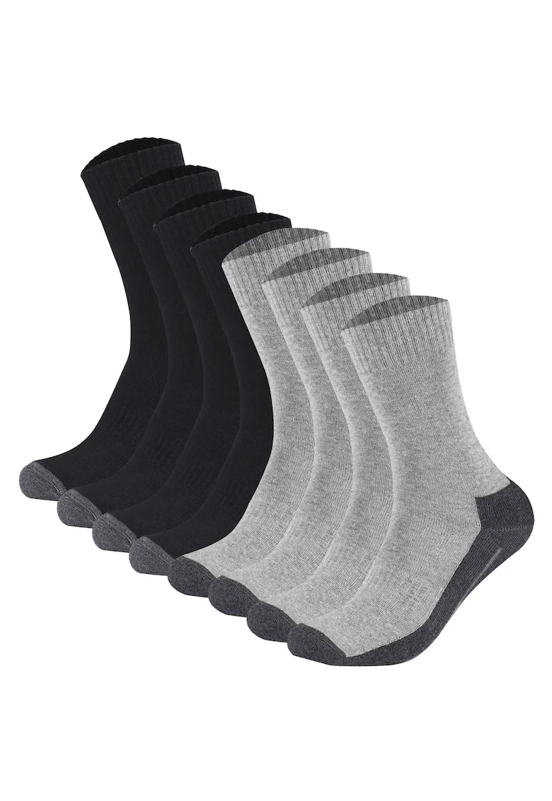 Set de sosete lungi unisex - 8 perechi, Negru/Gri
