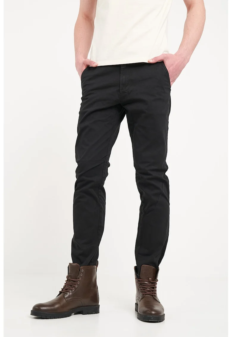 Pantaloni conici cu talie medie, Negru