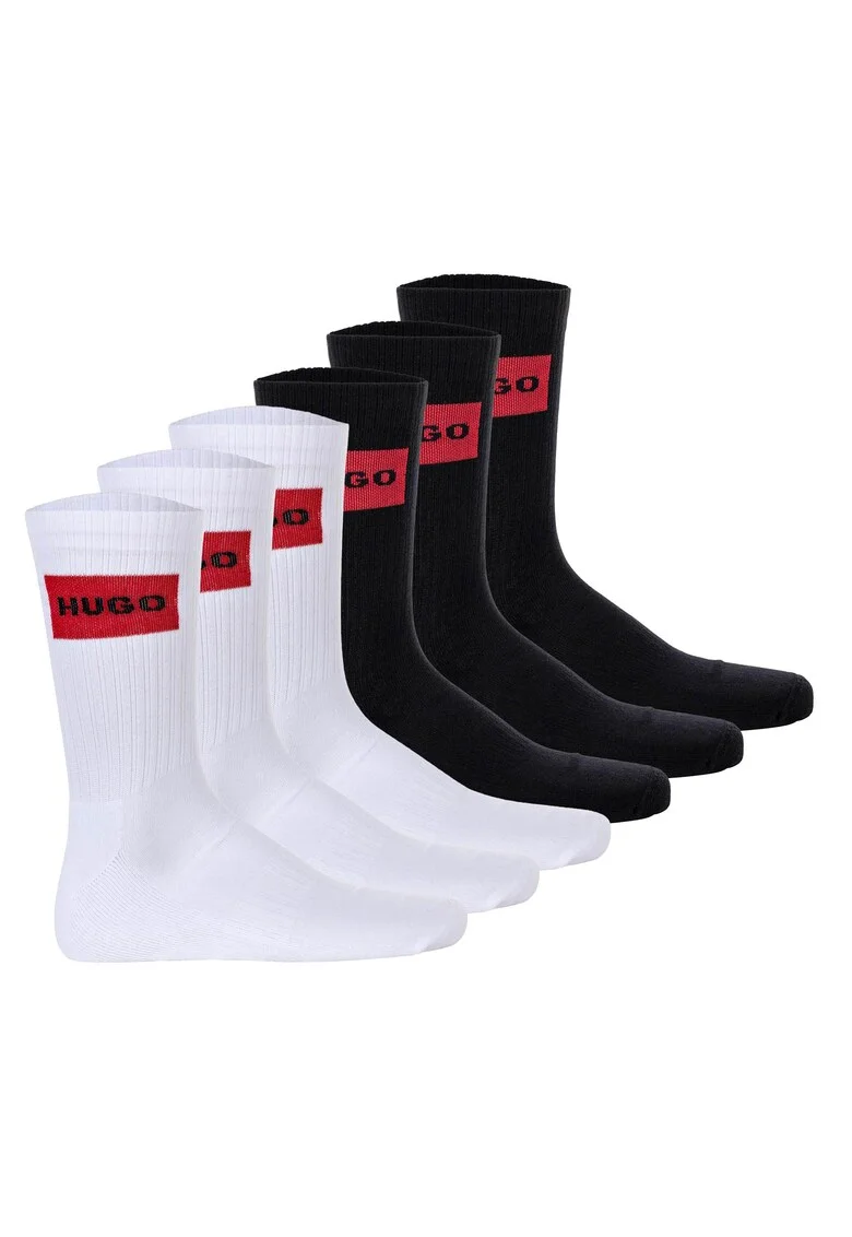 Set de sosete din amestec de bumbac cu logo - 6 perechi, Alb/Negru