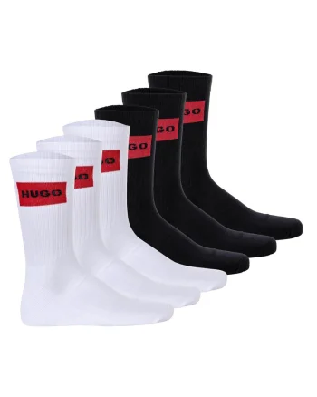 Set de sosete din amestec de bumbac cu logo - 6 perechi, Alb/Negru