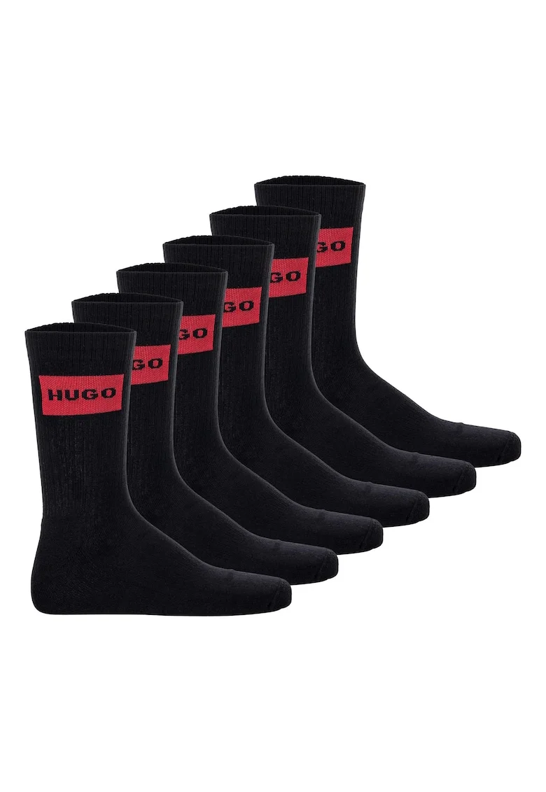 Set de sosete din amestec de bumbac cu logo - 6 perechi, Negru