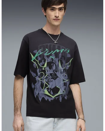 Tricou lejer cu imprimeu grafic, Negru