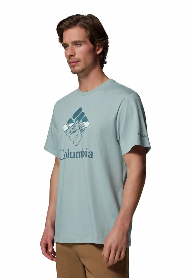 Tricou din bumbac organic cu imprimeu, Alb/Albastru prafuit