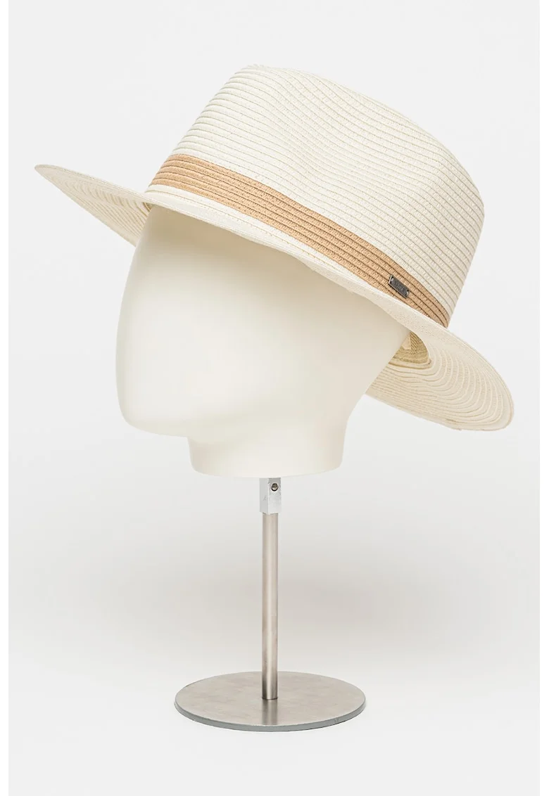 Palarie unisex cu detaliu contrastant, Alb fildes