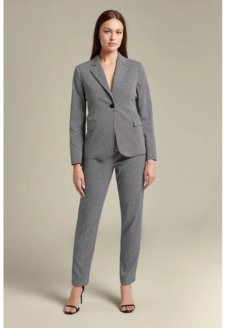 Pantaloni conici cu talie medie, Alb/Bleumarin