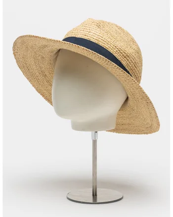 Palarie din paie de hartie Albury, Maro camel/Bleumarin