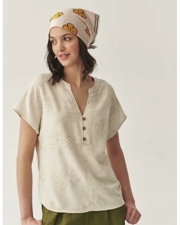 Bluza din amestec de in, Bej deschis
