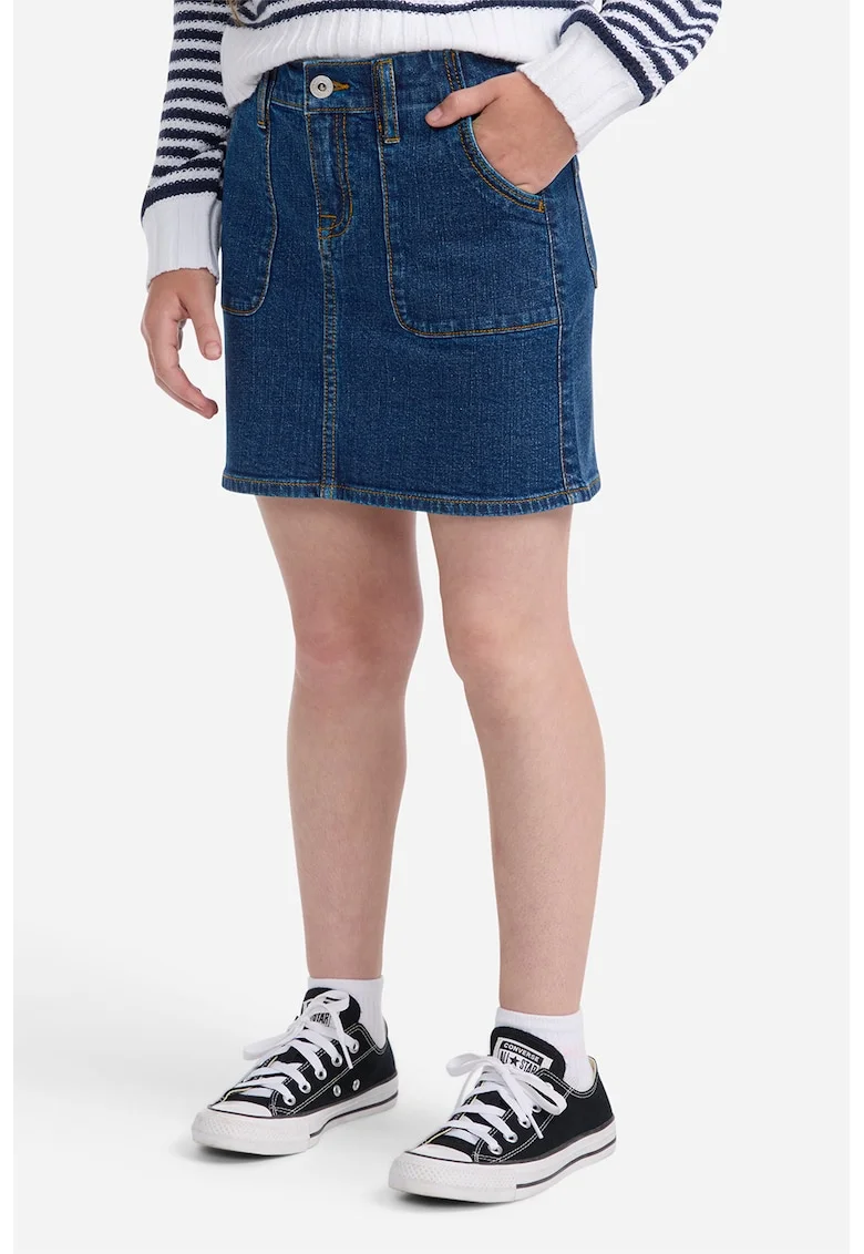 Fusta mini din denim cu buzunare, Albastru inchis