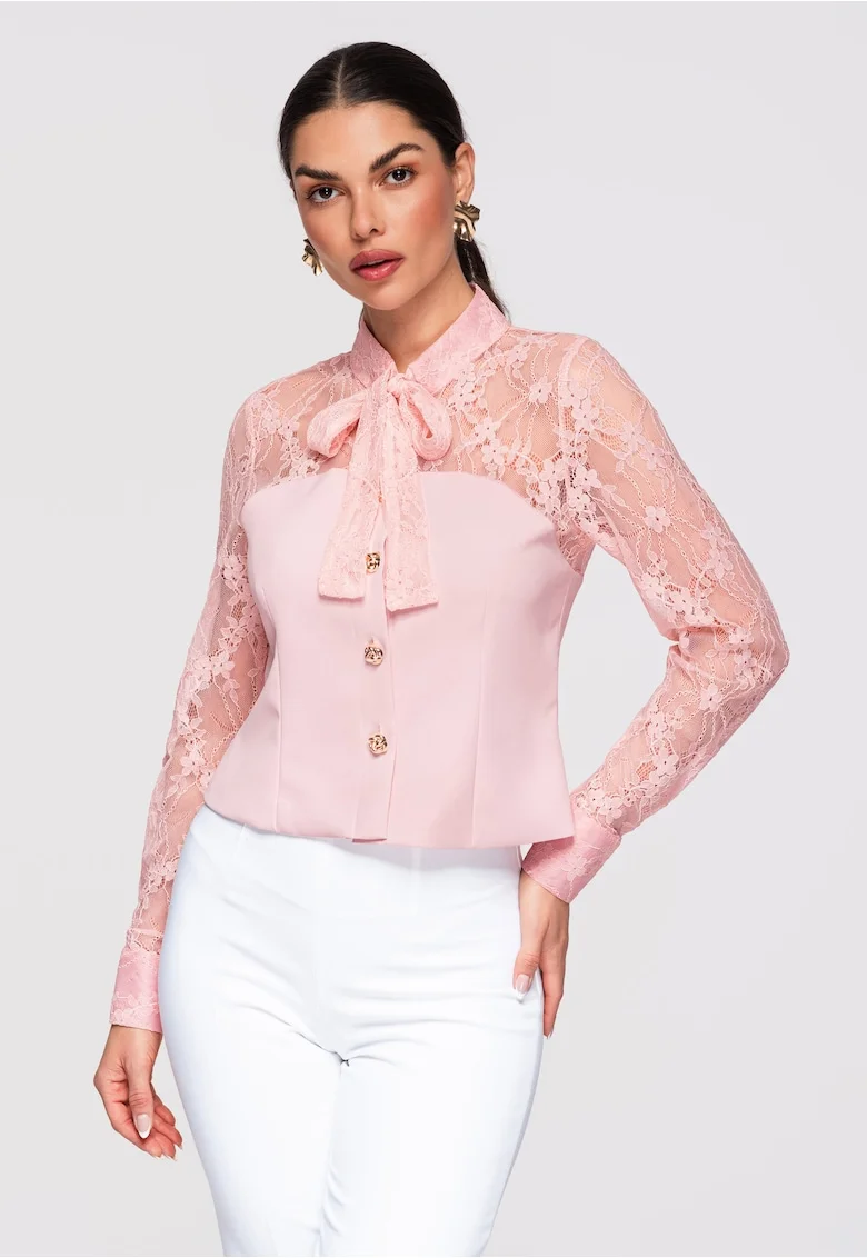 Bluza cu dantela  OW-SH-E0036, Roz