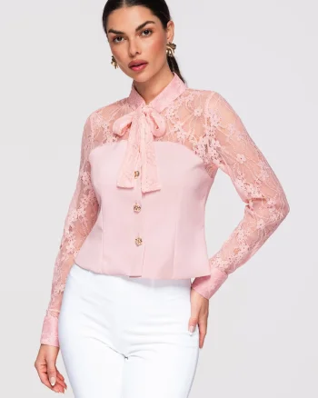 Bluza cu dantela  OW-SH-E0036, Roz