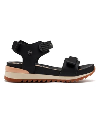 Sandale din piele ecologica cu inchidere velcro, Negru