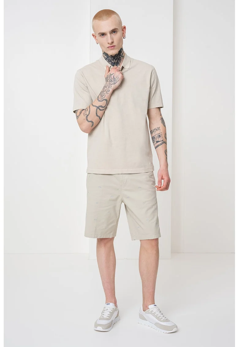 Tricou polo relaxed fit, Maro nisip
