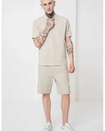 Tricou polo relaxed fit, Maro nisip