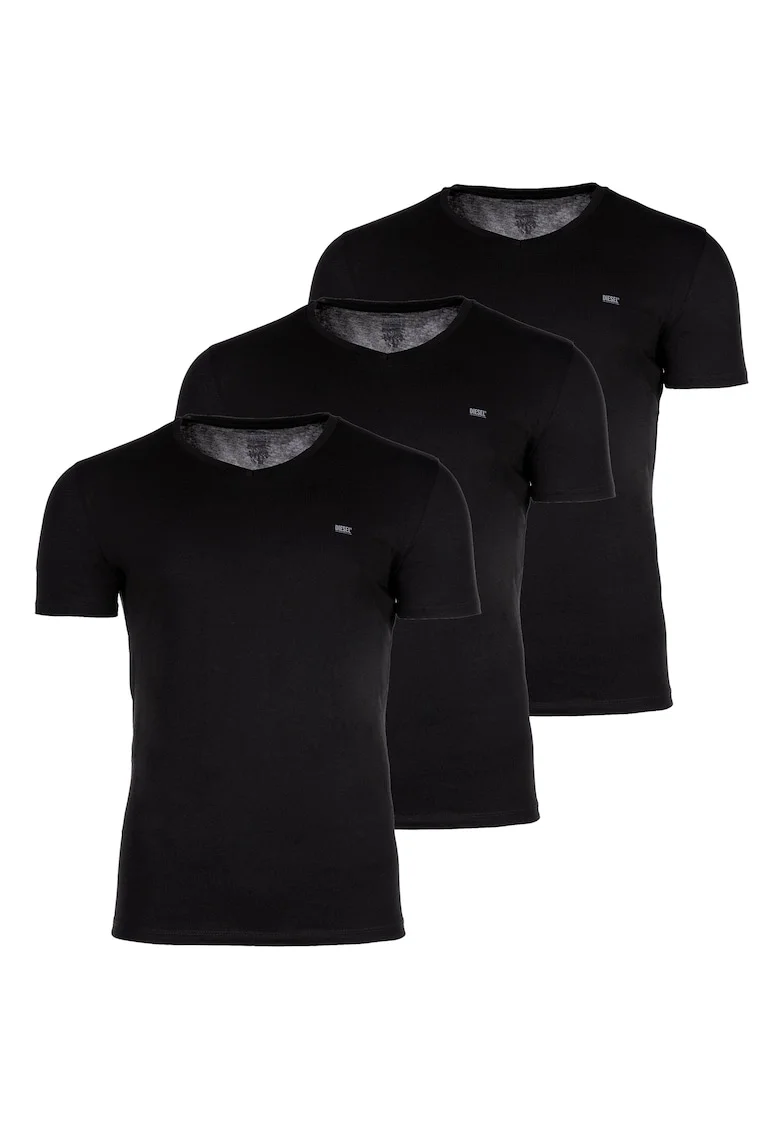 Set de tricouri cu decolteu in V Michael - 3 piese, Negru