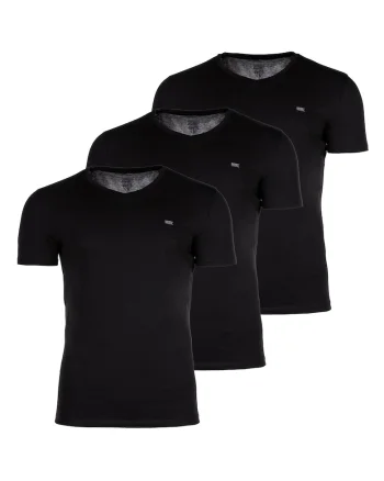 Set de tricouri cu decolteu in V Michael - 3 piese, Negru