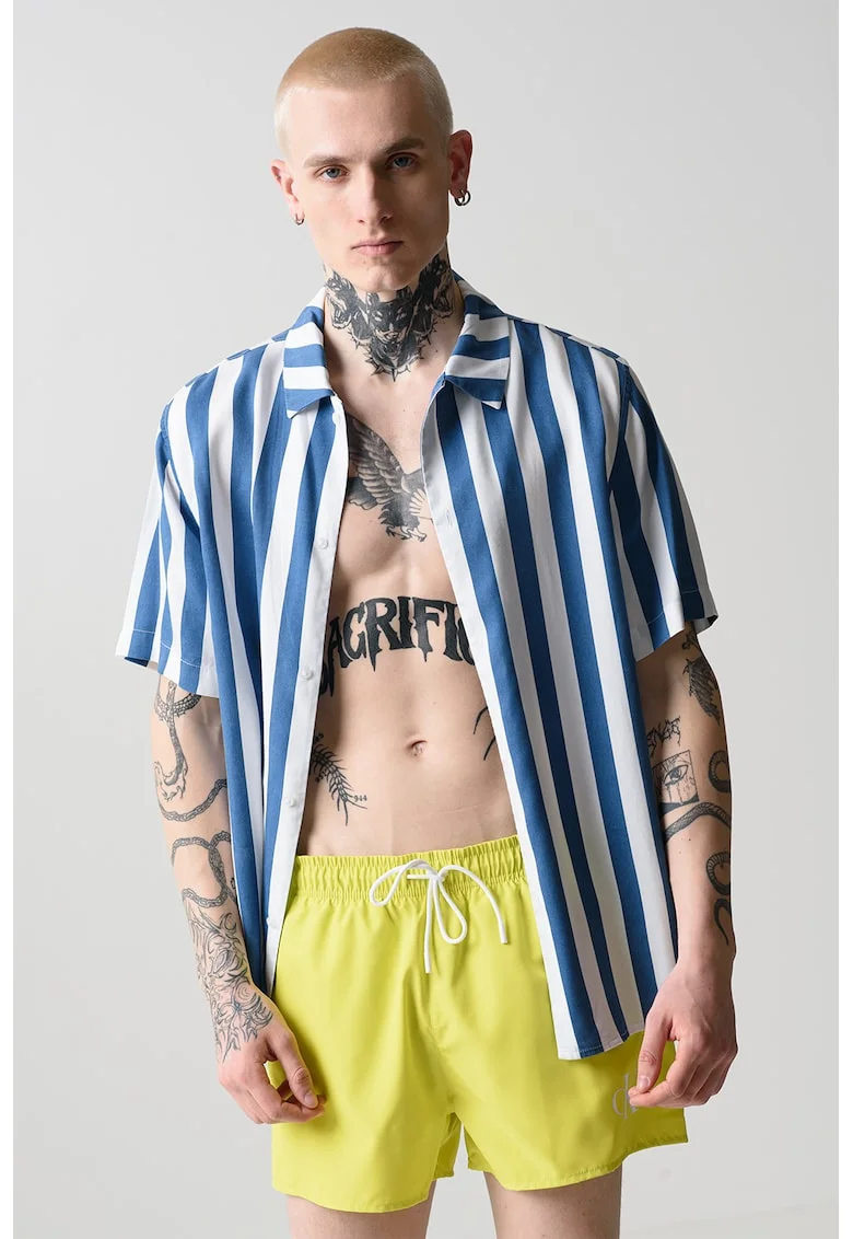 Pantaloni scurti de baie cu buzunare laterale, Galben neon