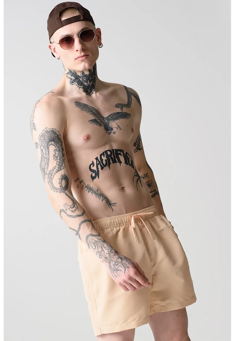 Pantaloni scurti de baie cu talie ajustabila, Piersica