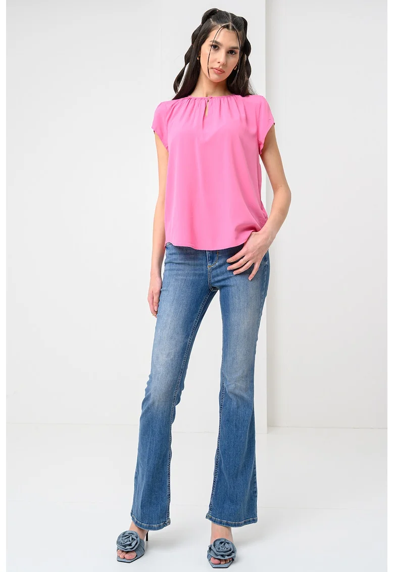 Bluza vaporoasa cu maneci scurte, Roz deschis