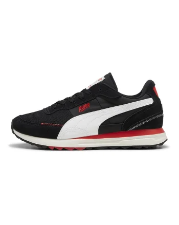 Pantofi sport unisex cu detalii de piele intoarsa Road Rider, Alb/Negru