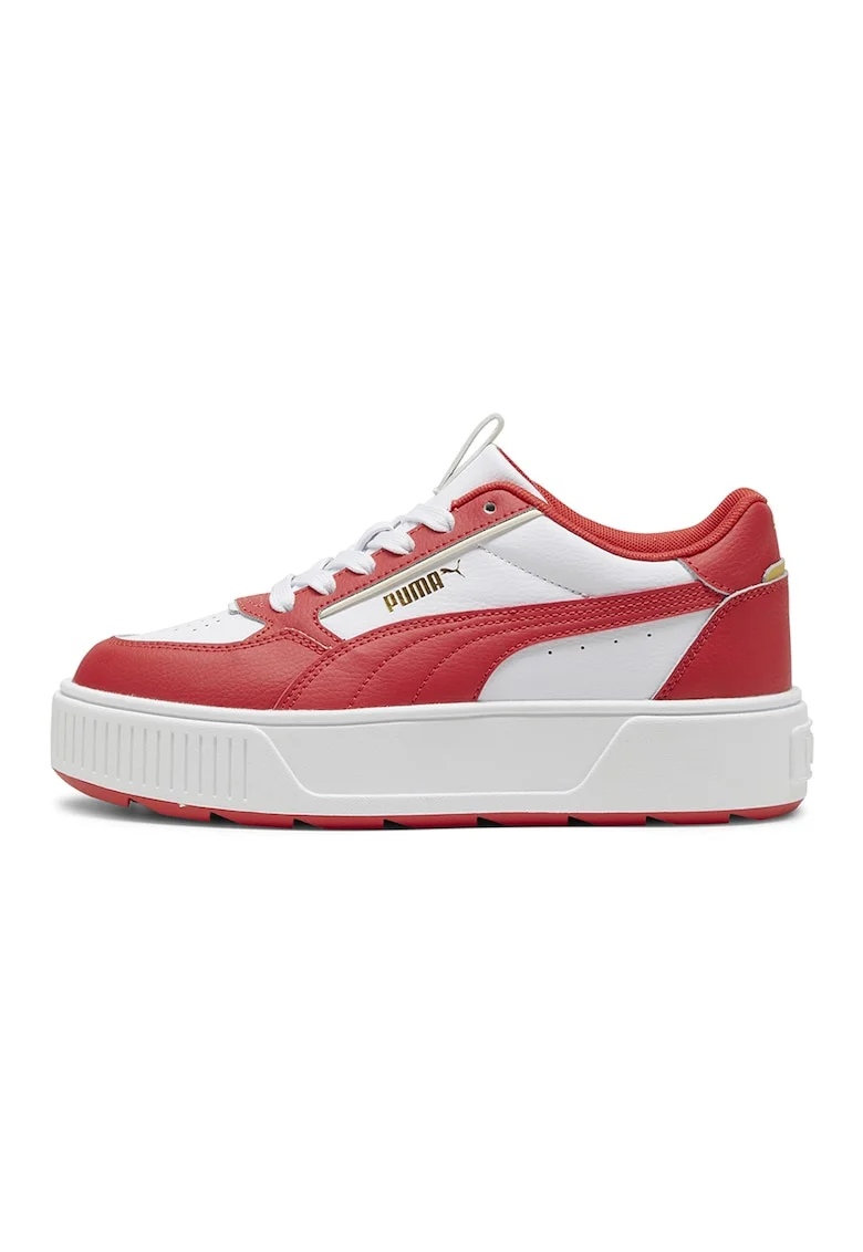 Pantofi sport flatform din piele si piele ecologica Karmen Rebelle, Alb/Rosu vermillion