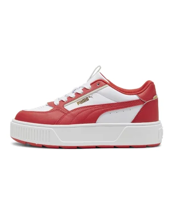 Pantofi sport flatform din piele si piele ecologica Karmen Rebelle, Alb/Rosu vermillion
