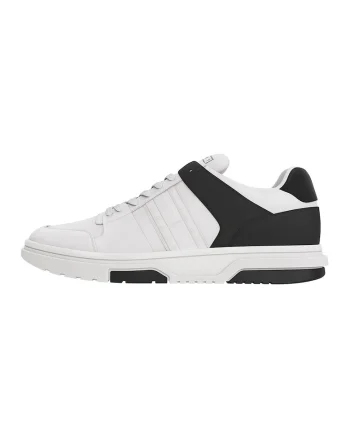 Pantofi sport low-cut de piele, Alb/Negru