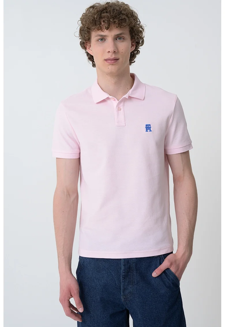 Tricou polo din bumbac organic, Roz pastel