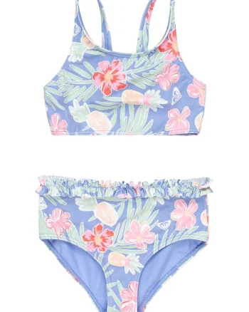 Costum de baie cu imprimeu floral, Rosu/Verde/Albastru azur