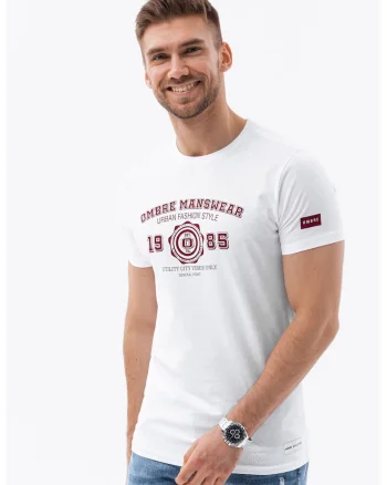 Tricou regular fit din bumbac cu imprimeu text, Rosu/Alb
