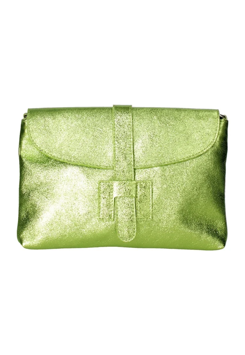 Geanta plic din piele cu bareta detasabila, Verde lime