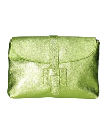 Geanta plic din piele cu bareta detasabila, Verde lime