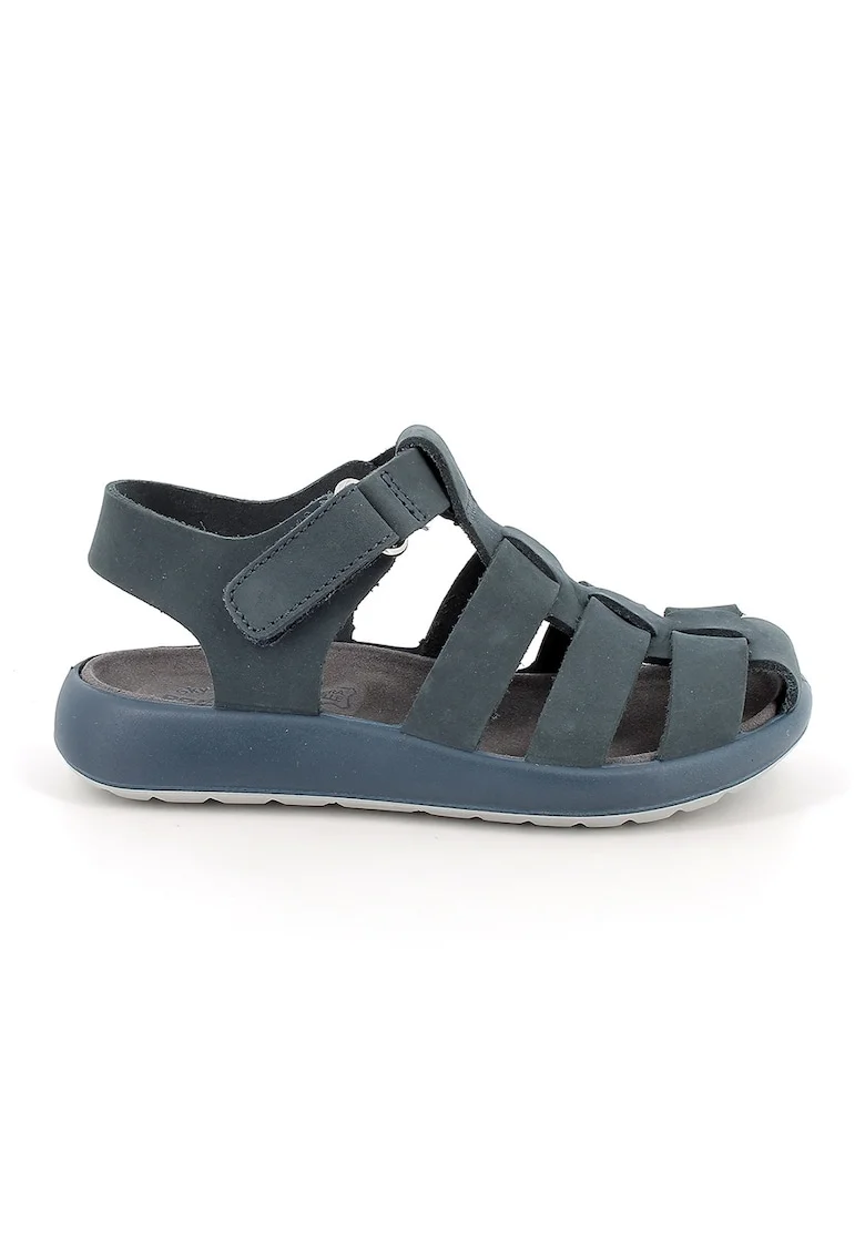 Sandale din piele intoarsa cu inchidere velcro, Albastru prafuit
