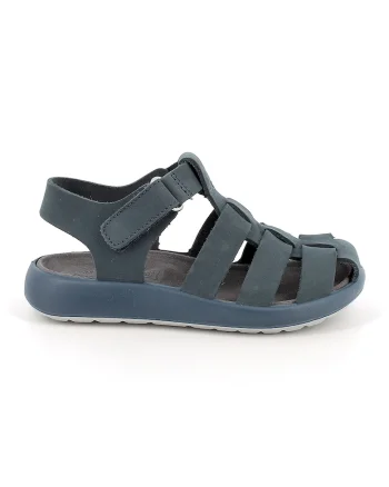 Sandale din piele intoarsa cu inchidere velcro, Albastru prafuit