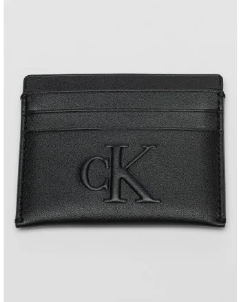 Portcart de piele ecologica cu logo, Negru
