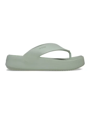 Papuci flip-flop cu talpa wedge si logo Getaway, Verde sparanghel