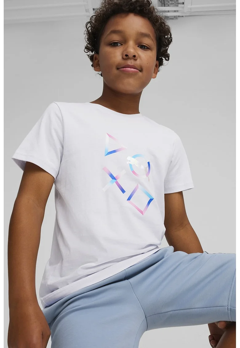 Tricou din amestec de bumbac cu imprimeu, Alb murdar