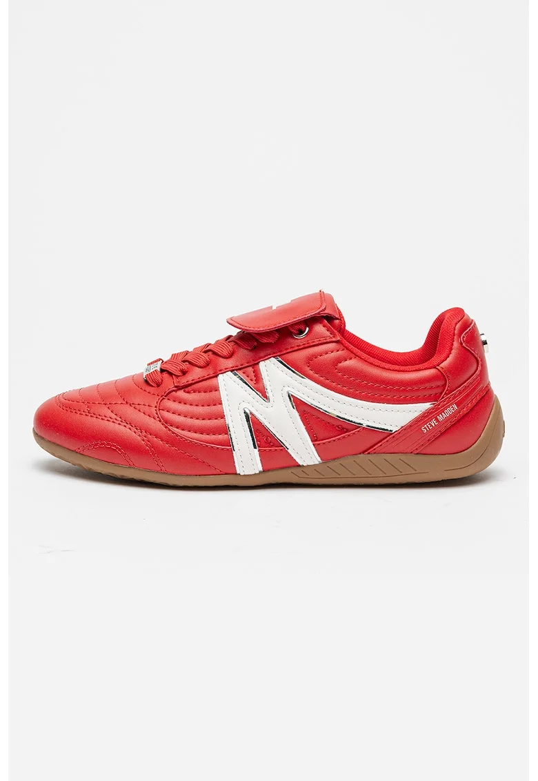 Pantofi sport din piele cu logo, Rosu/Alb murdar