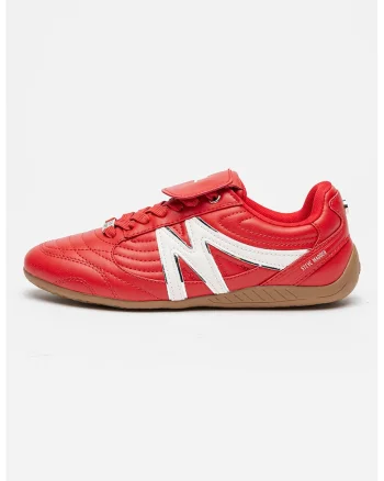 Pantofi sport din piele cu logo, Rosu/Alb murdar
