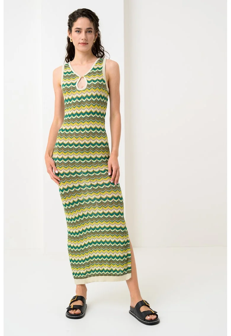 Rochie maxi cu insertii metalizate Ember, Multicolor