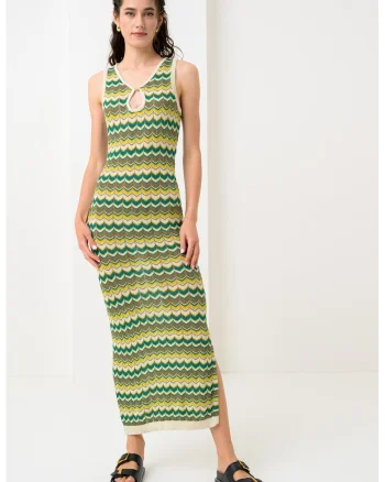 Rochie maxi cu insertii metalizate Ember, Multicolor
