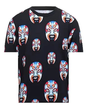 Tricou  bumbac, negru, design unic, multicolor,