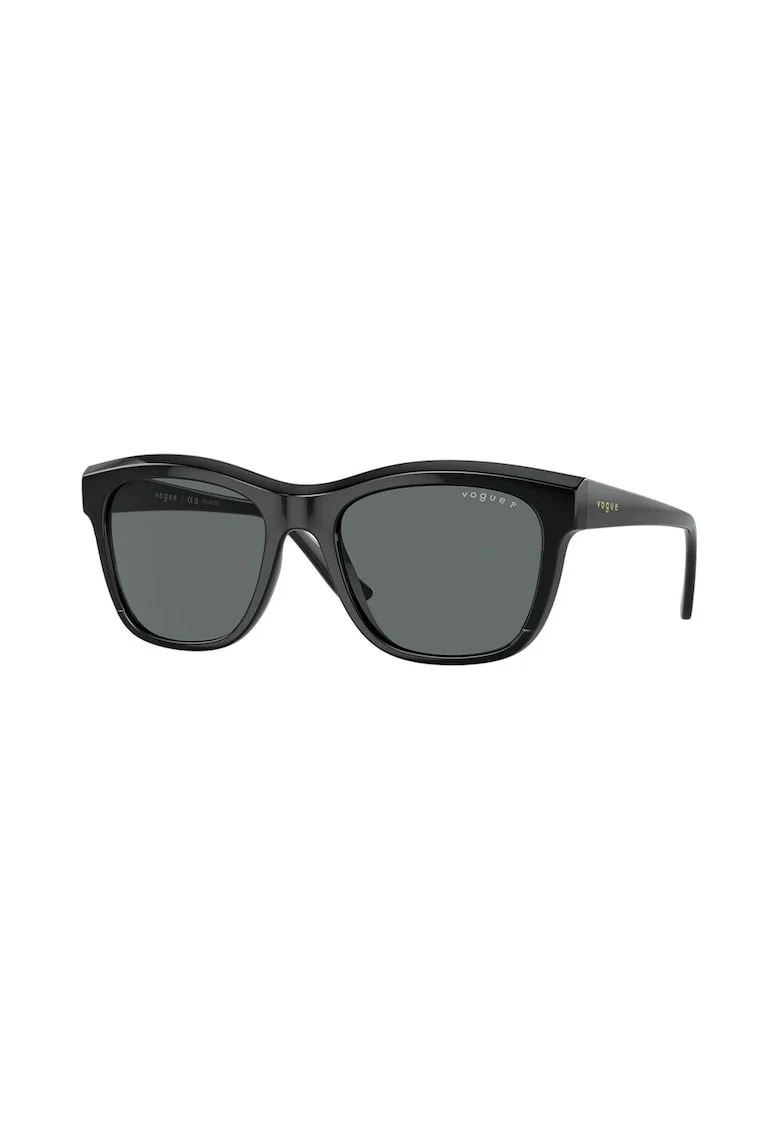 Ochelari de soare dreptunghiulari cu logo discret, Negru