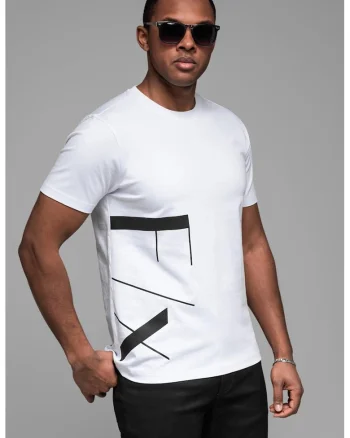 Tricou de bumbac cu imprimeu, Alb/Negru